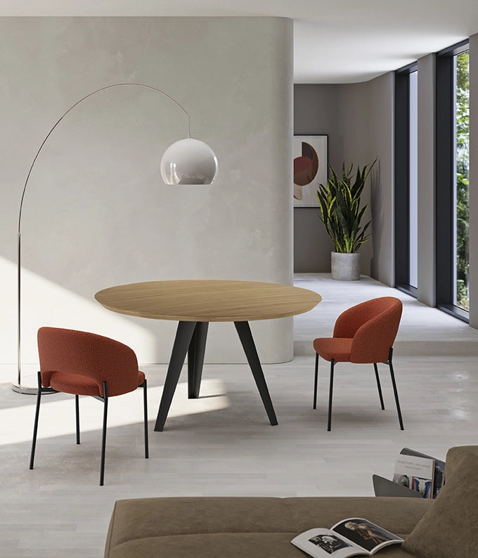Henry - Tavolo fisso (DIAM 130 cm) in impiallacciato rovere nero