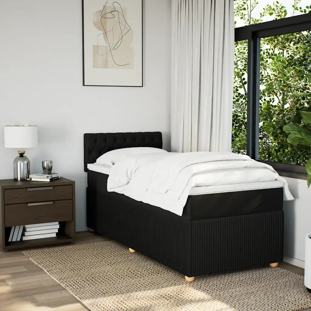 Giroletto a Molle con Materasso Nero 90x200 cm in Tessuto