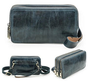 Borsa a tracolla unisex in pelle vera, portamonete con 3 fermagli, tas a mano per donna/uomo
