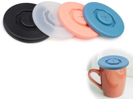 Tappo in Silicone Reutilizzabile a 4 Parti - Flessibile - Per Bicchieri di Vetro - Tazze da Caffè - Bicchieri da Acqua - Resistente alla Polvere e alle Alte Temperature
