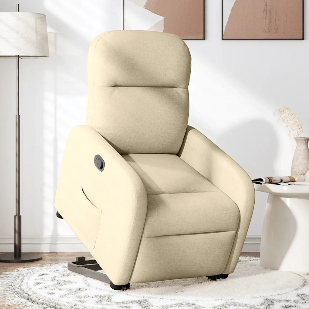 Poltrona | Sedia Relax Alzapersona Reclinabile Crema in Tessuto