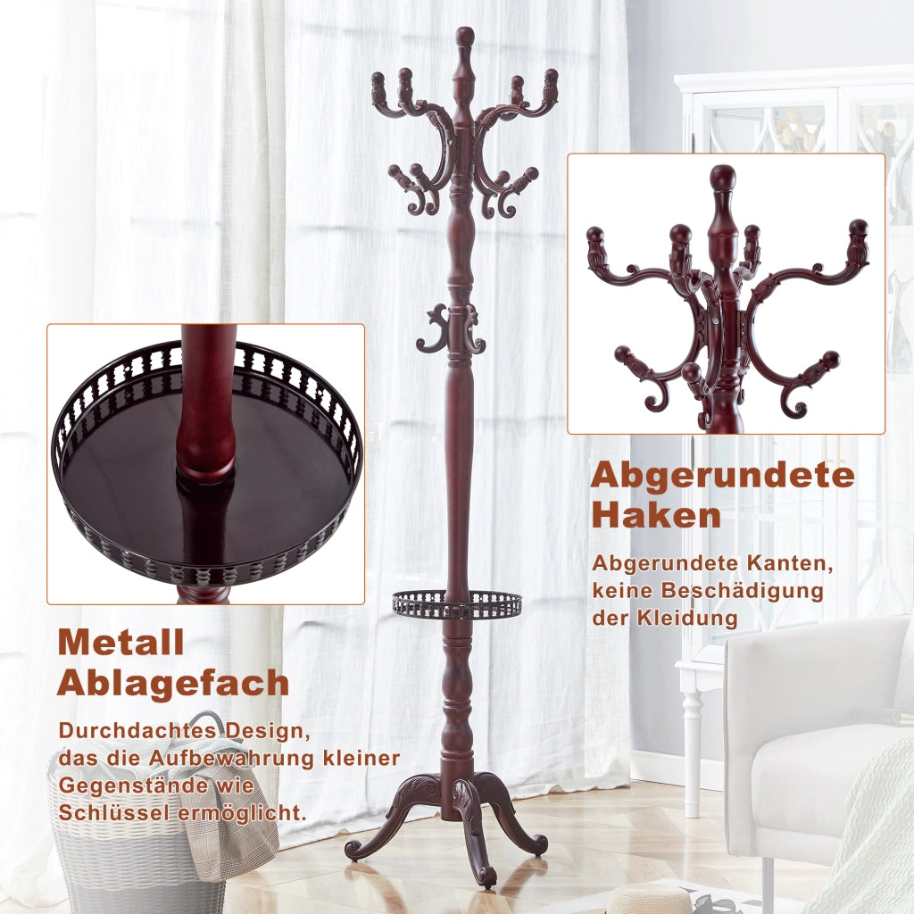APPENDIABITI da terra classico 195x31x48 cm noce in legno massello e metallo