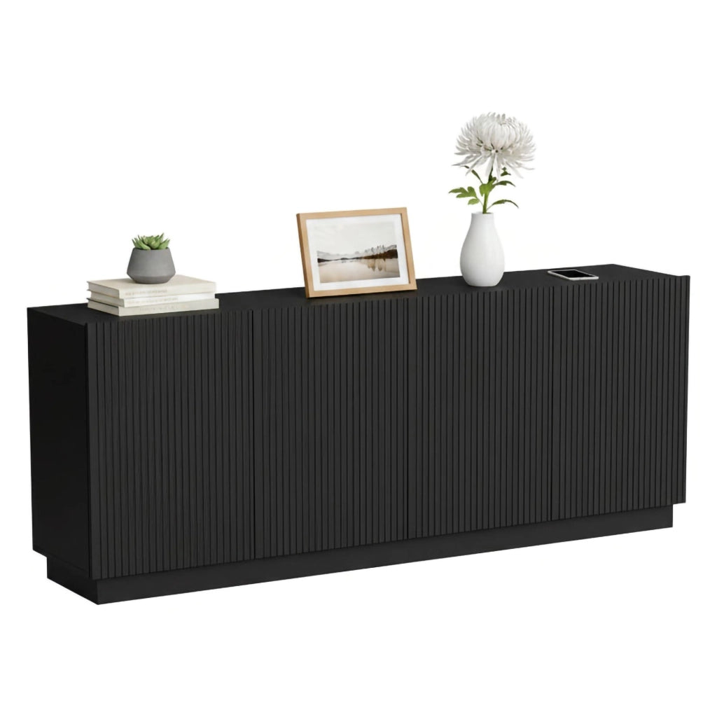 Madia Masainas, Credenza 4 Ripiani, 200x40x48h cm Nero