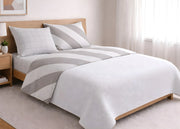 Completo Lenzuola Letto In 100% Cotone Made Italy Disegno Elite - Piazza E Mezza - Beige