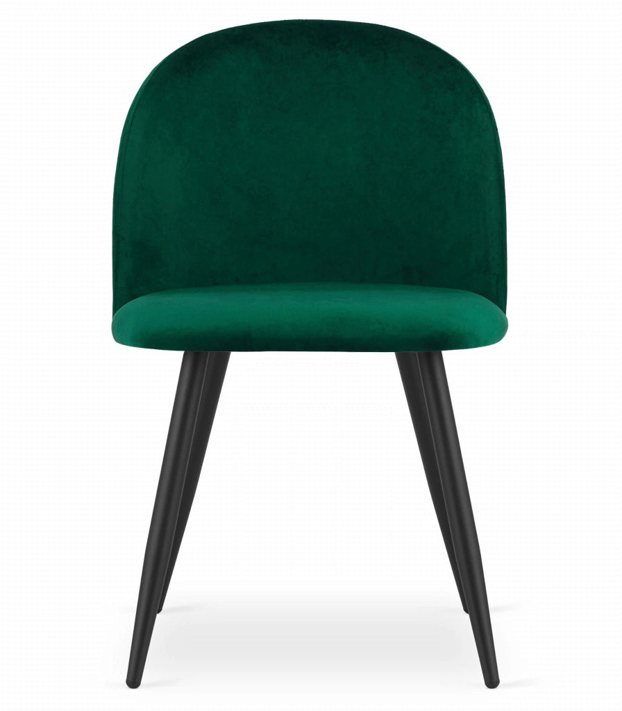 Valora Bello Chair Green Velvet Black Legs Set di 3