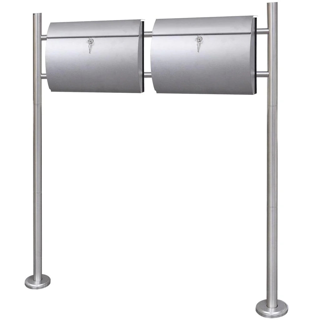 Cassetta postale doppia dal design contemporaneo in acciaio inox su gambe 120 cm 1002006