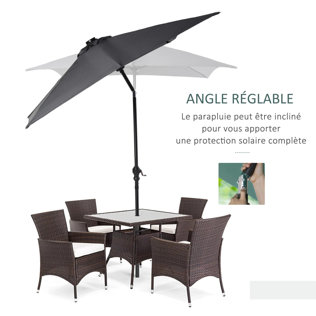 Parasole rettangolare da giardino 3x2m ¨C zephmum ¨C grigio inclinabile con LED solare