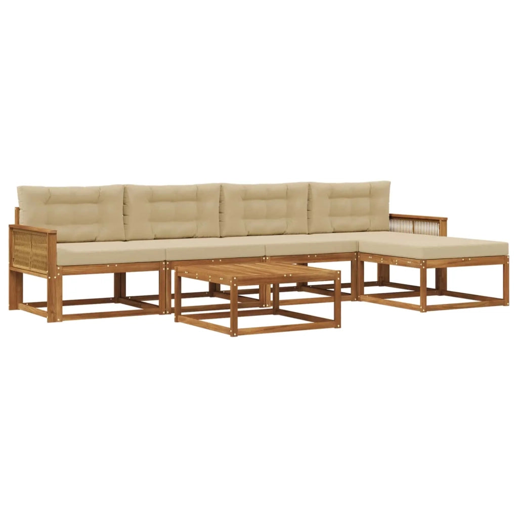 Set di divani da esterno con cuscino 6 pcs Naturale e Beige 3382511