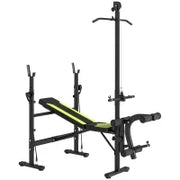Panca Multifunzione Stazione Fitness con Schienale Regolabile su 3 Livelli, Supporto Gambe e Barra Superiore, 175x110x202cm, Nero