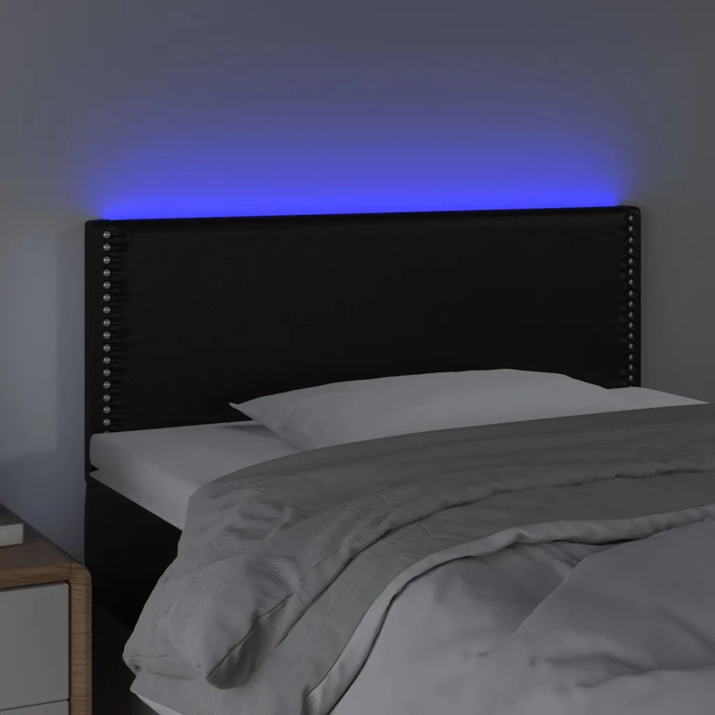 Testiera | Testata Nera a LED 80x5x78/88 cm in Similpelle