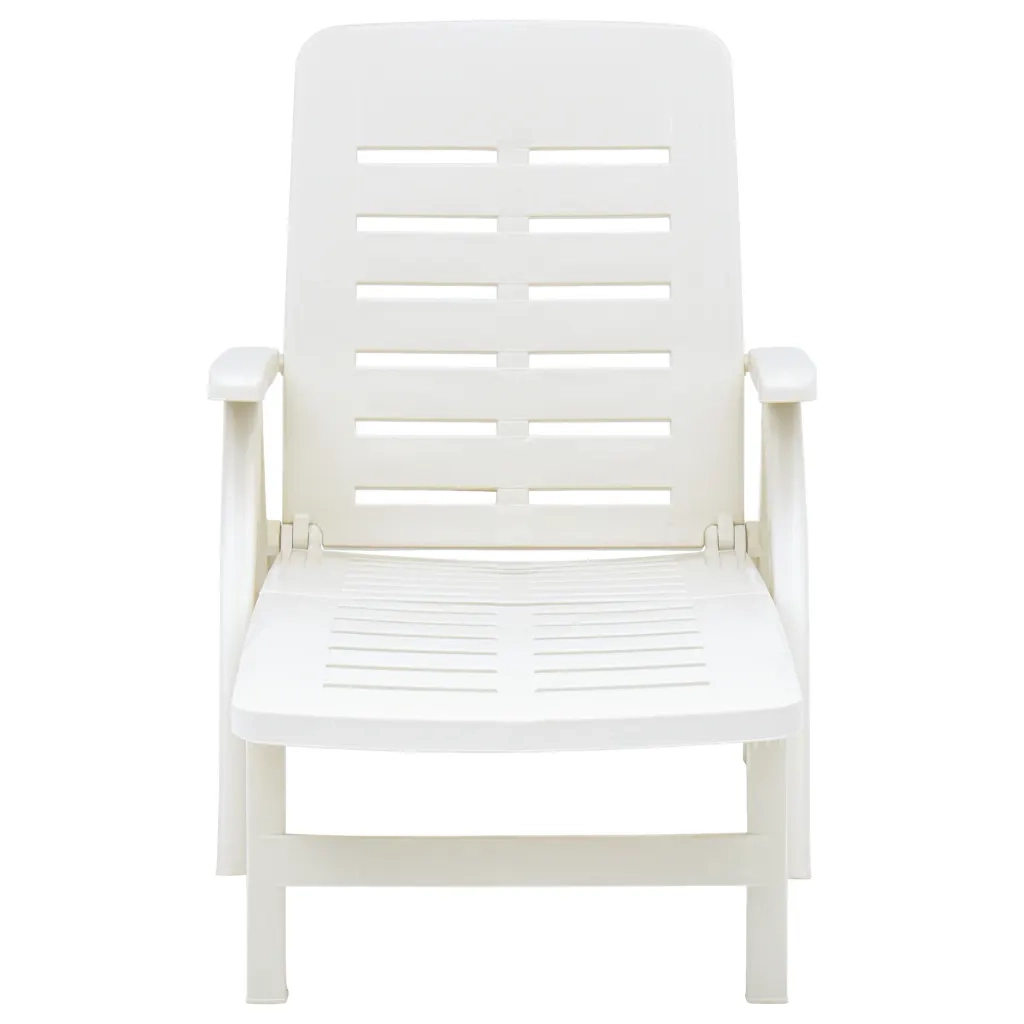 Lettino Prendisole | Sdraio da giardino | Lettino da sole Pieghevole in Plastica Bianco