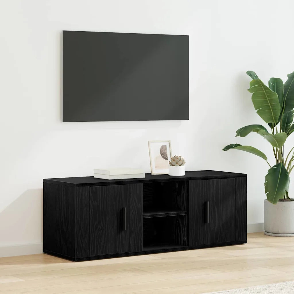 Mobile TV Rovere Nero 100 x 31,5 x 35 cm Legno multistrato 881158