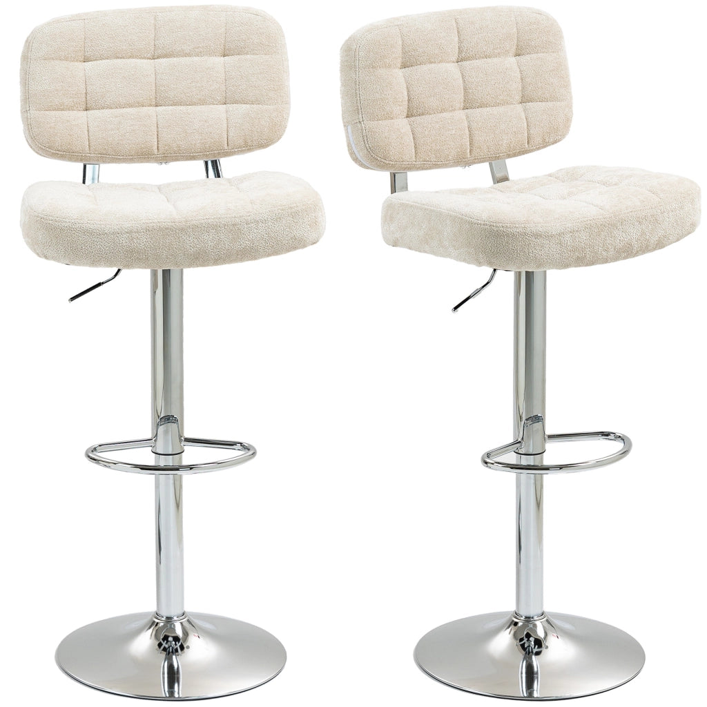 Sgabelli da bar con schienale, regolabili e poggiapiedi ¨C zephmum ¨C Struttura metallo, beige