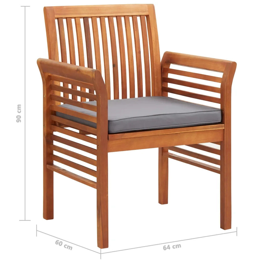 Set da Pranzo da Giardino 5 pz con Cuscini Massello di Acacia 278902