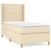 Letto singolo | Letto per adulti | Giroletto a Molle con Materasso Crema 90x190 cm in Tessuto