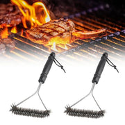 Set di spazzole per griglia a 2 pezzi - 30 cm - setole in ottone - acciaio inossidabile - protezione antibranding - manico comodo - pulitore per griglia
