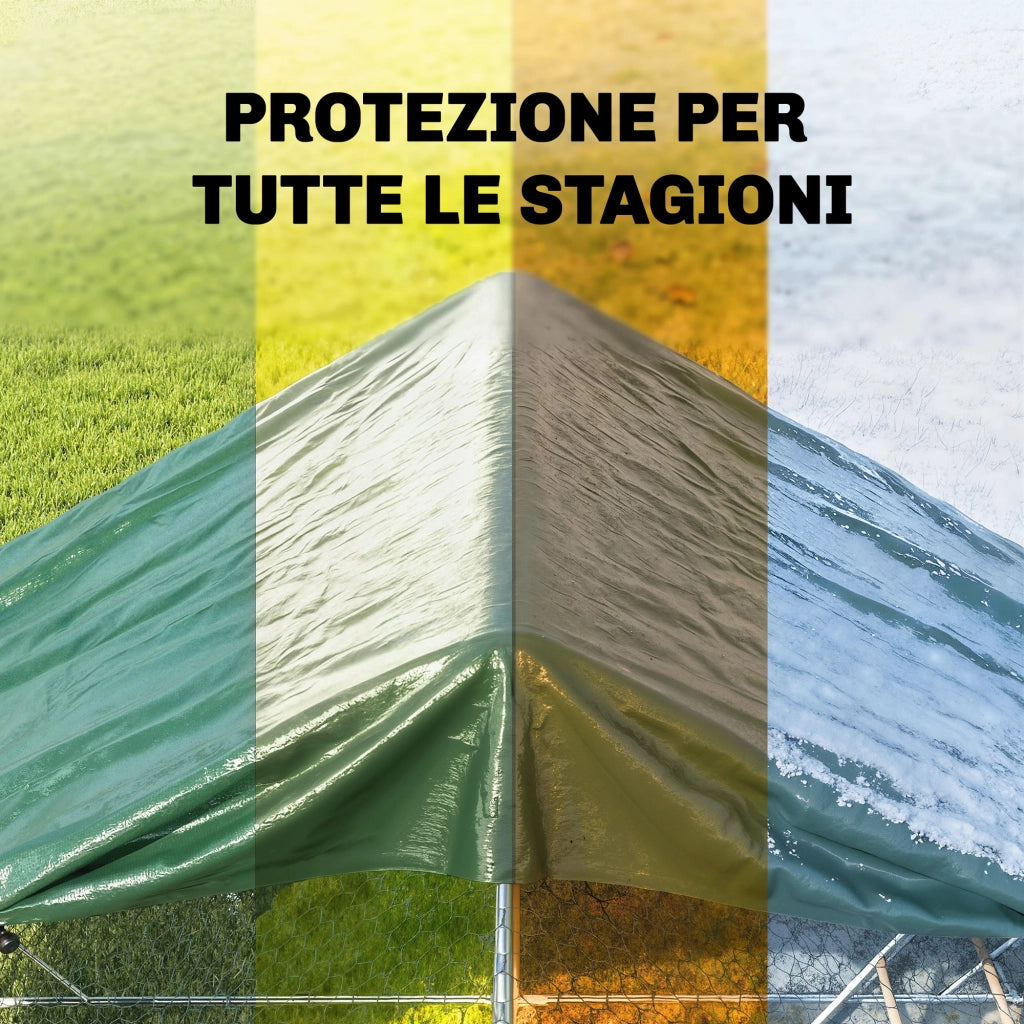 Telo Impermeabile 6x8 m con 28 Occhielli per Fissaggio in PE Resistente agli Strappi da 90 GSM Verde