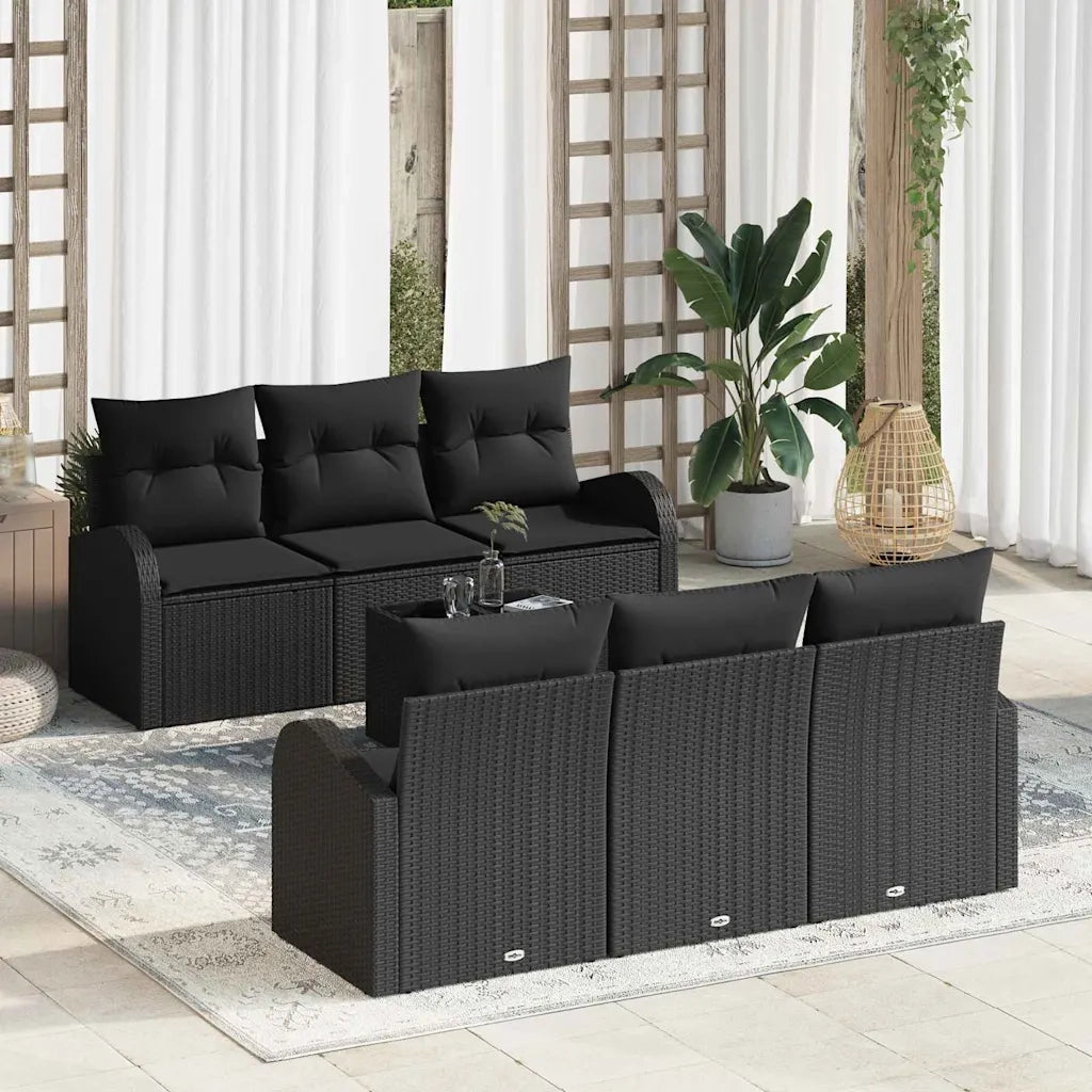 Set Divano da Giardino Nero 55 x 55 x 37 cm polyrattan