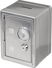 Cassa di risparmio sicura - 1 pezzo - argento - metallo verniciato - 16 x 11,5 x 10 cm