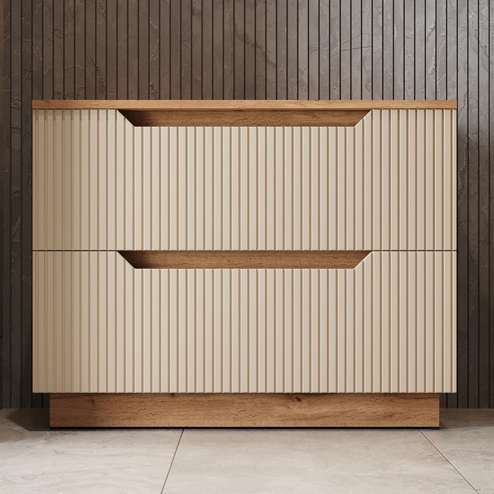 Vicco Mobile sottolavabo per bagno Rovere/cashmere a righe 79.6 x 62.5 cm con 2 cassetti