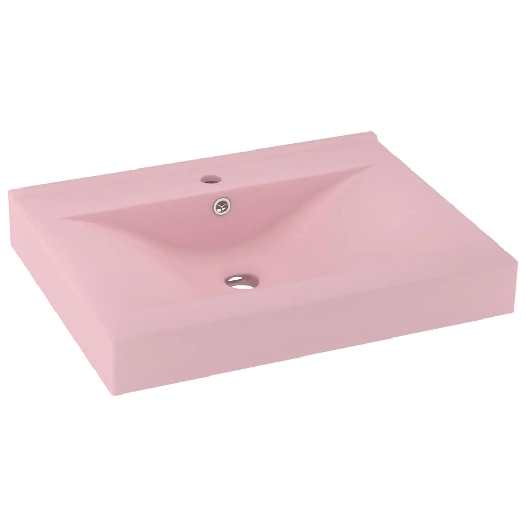 Lavabo con foro per rubinetto lavabo da appoggio lavabo da bagno e cucina uso interno 60 x 46 cm ceramica rosa opaca 02_0002763