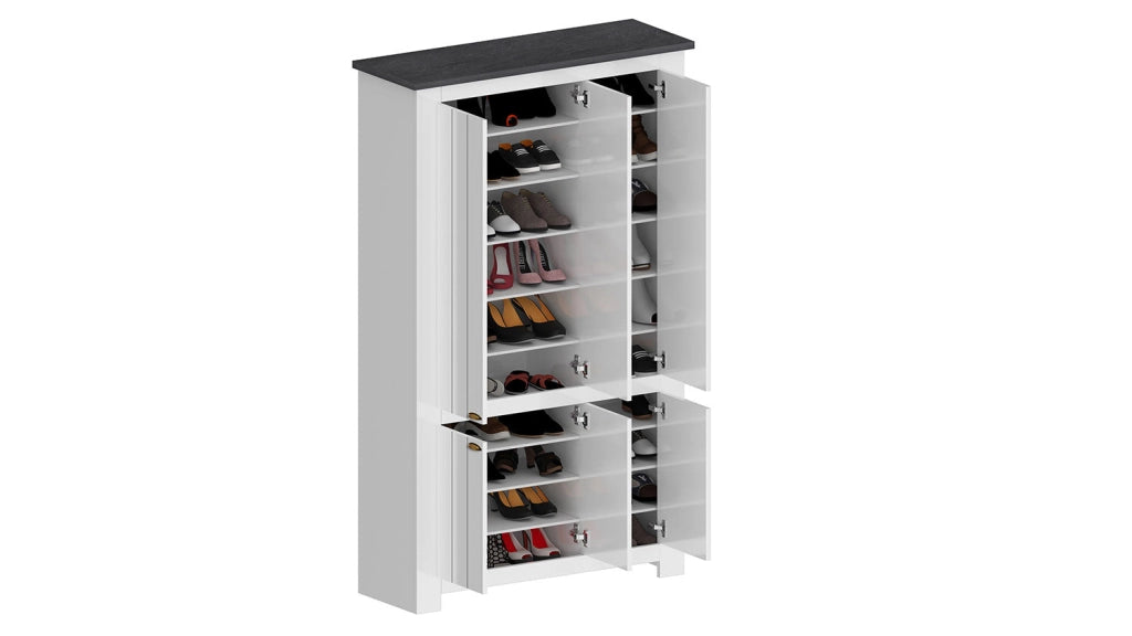 Scarpiera 6 Ante 114x42x200 cm Figo 6A Bianco Opaco/Report Grigio
