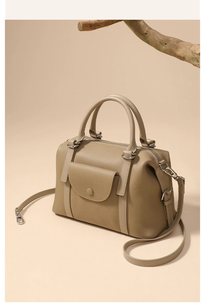Borsa a tracolla in vera pelle grigia