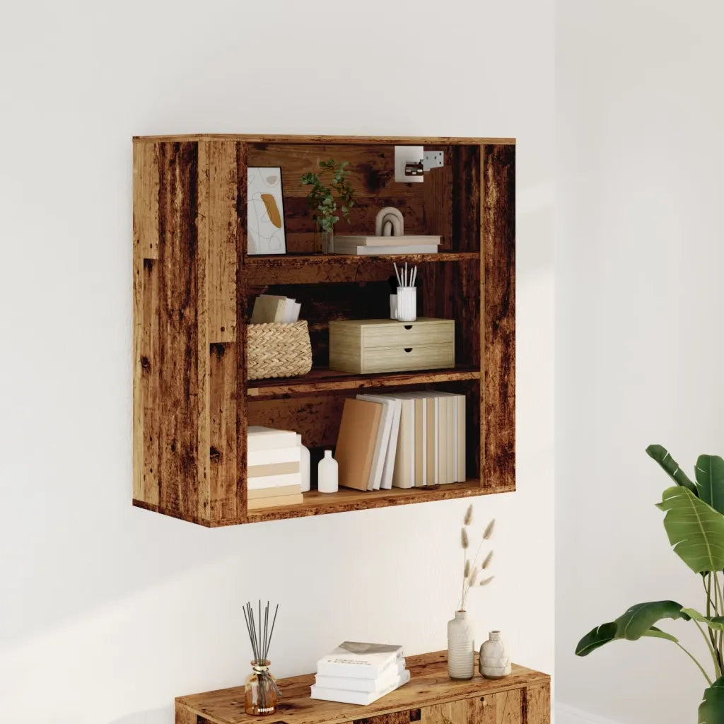 Mobile a Parete Legno Antico 80x33x80 cm in Legno Multistrato 857087