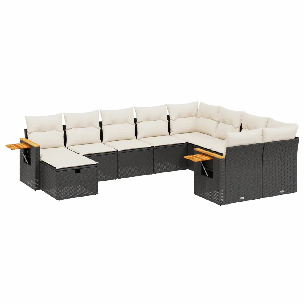Set Divani da Giardino 10pz con Cuscini in Polyrattan Nerocod mxl 90134