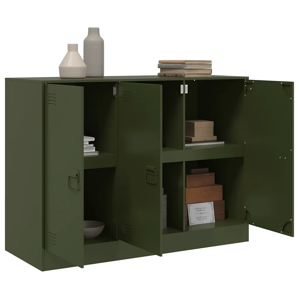 Credenza | Madia | Buffet da pranzo | Armadio da pranzo Verde Oliva 99x39x73 cm in Acciaio