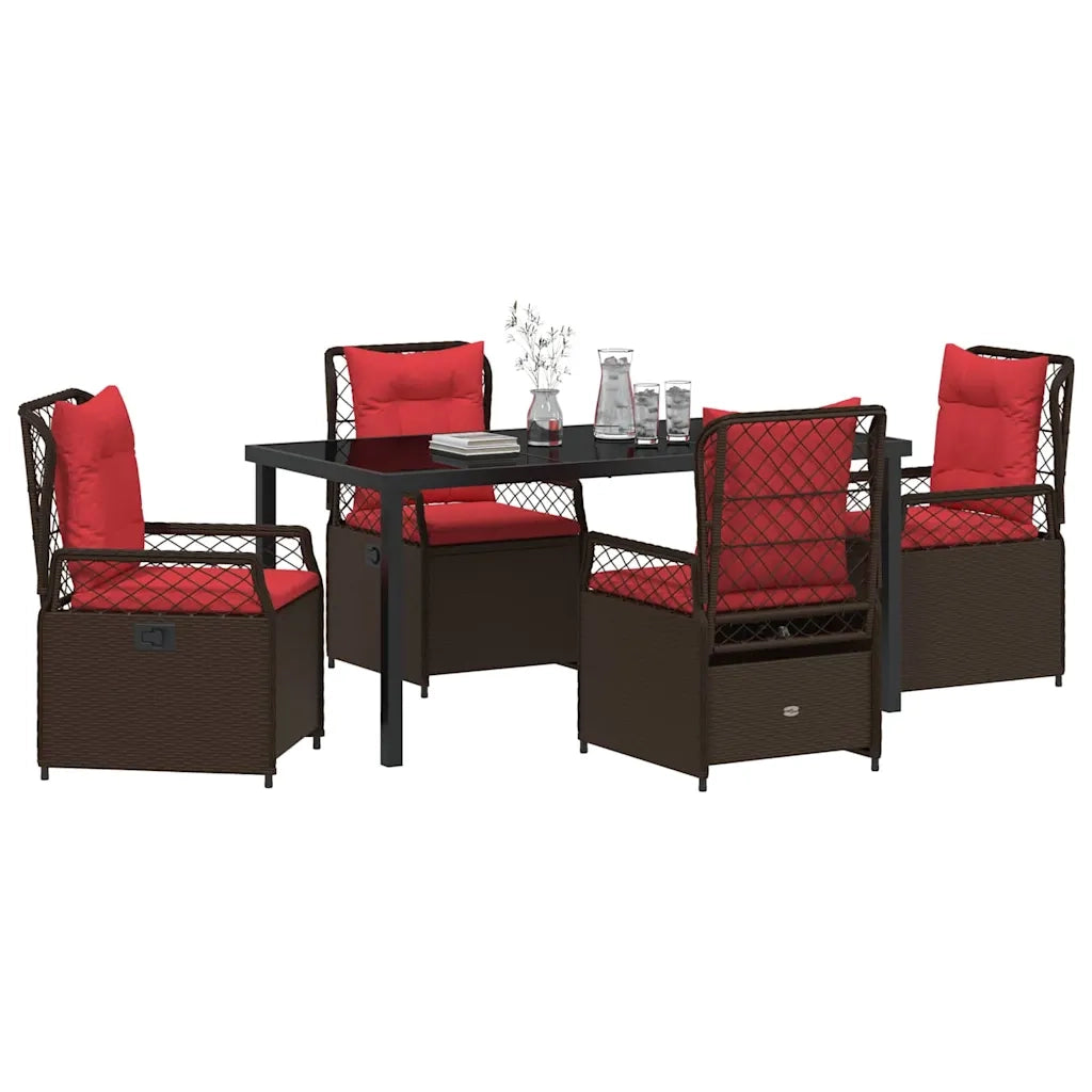Set da Pranzo per Giardino 5 pcs Marrone polyrattan 3381047
