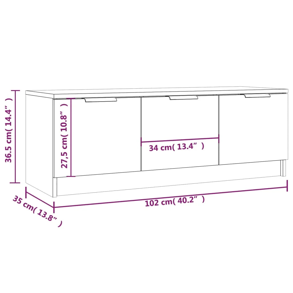 Mobile TV multimediale mensola TV credenza mobile TV sala da pranzo soggiorno camera da letto 102 x 35 x 36,5 cm legno ingegnerizzato grigio 02_0025564