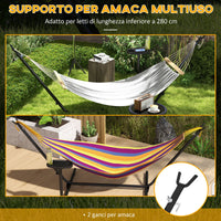 Supporto per Amaca max 150kg con Tavolino Integrato 285x125x110 cm in Acciaio Nero