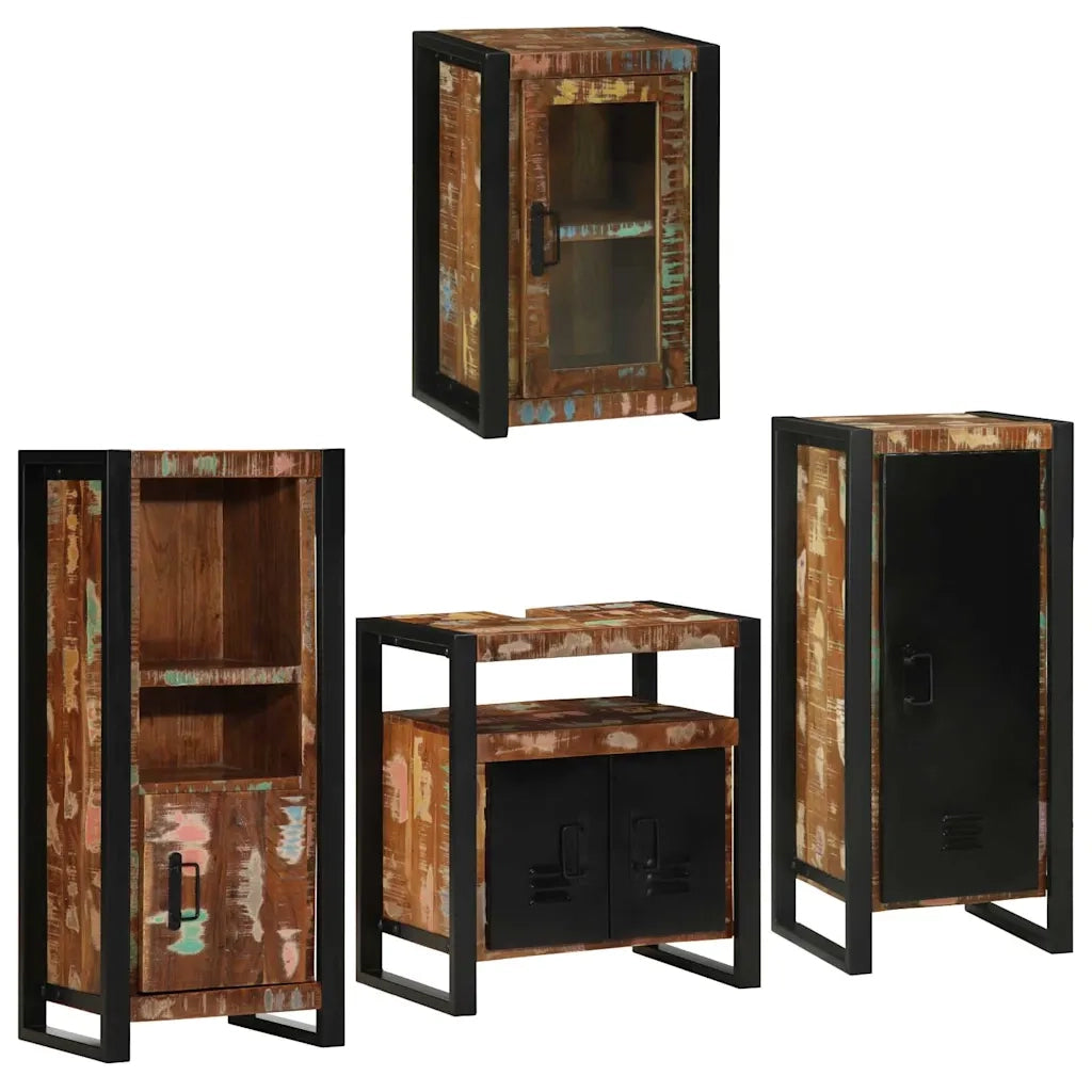 Set di mobili per il bagno 4 pcs Legno massello riciclato