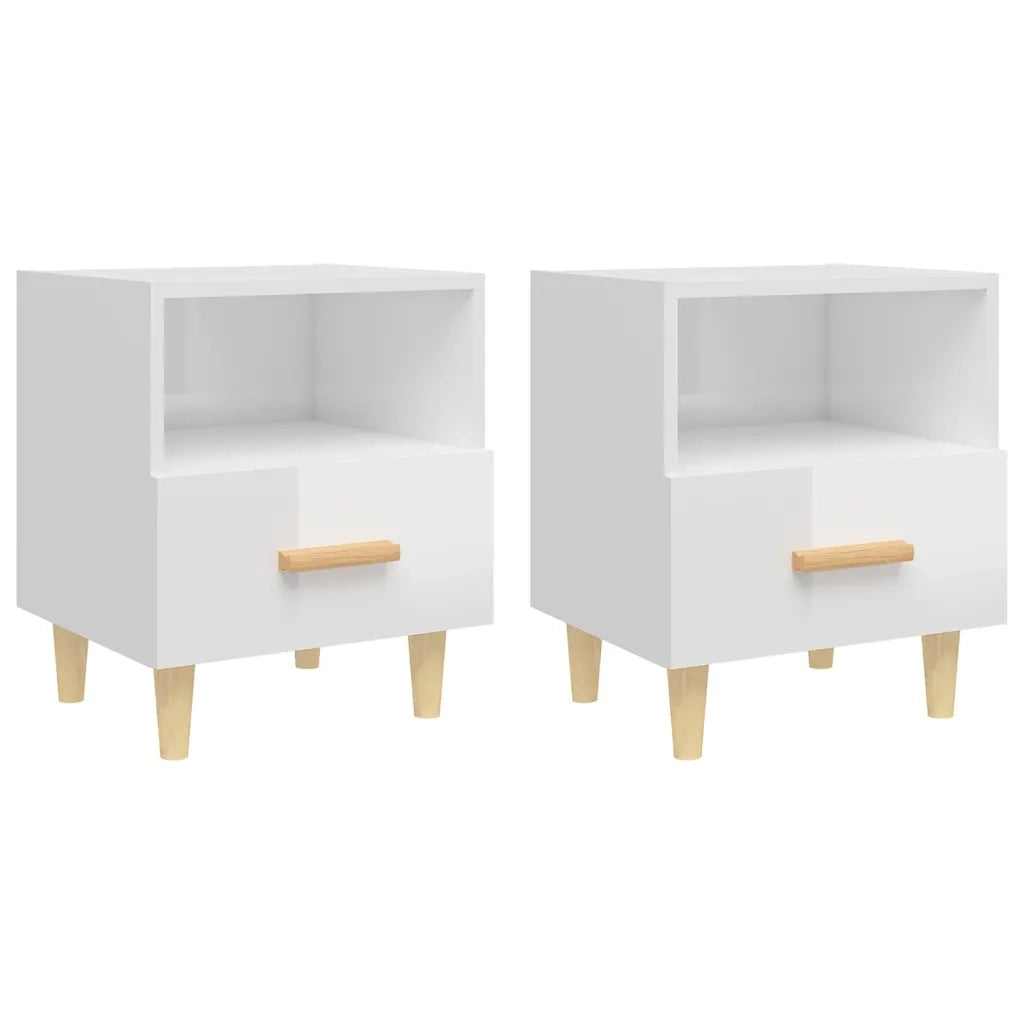 Comodini 2 pz in Bianco Lucido 40x35x47 cm cod mxl 30235