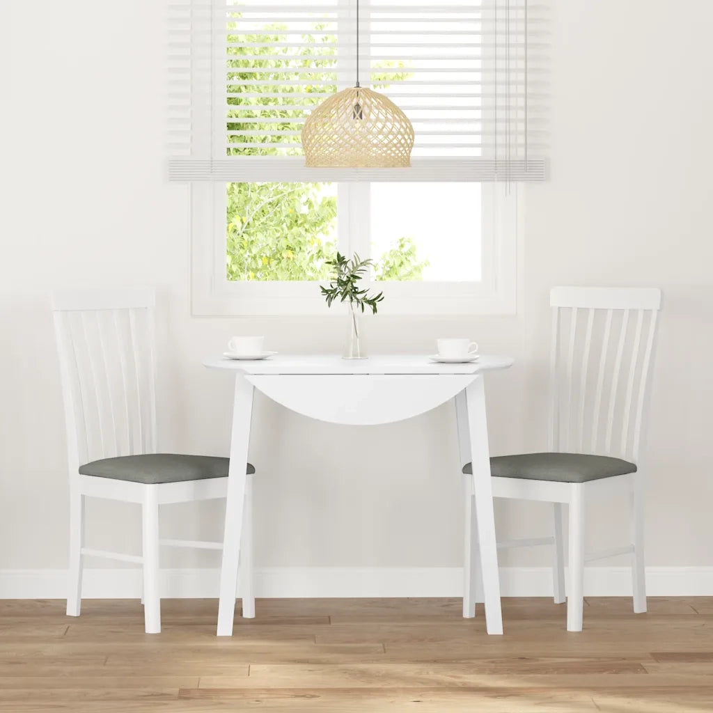 Sedie da Pranzo con Cuscini 2 pz Bianco Legno Massello di Hevea 4102503
