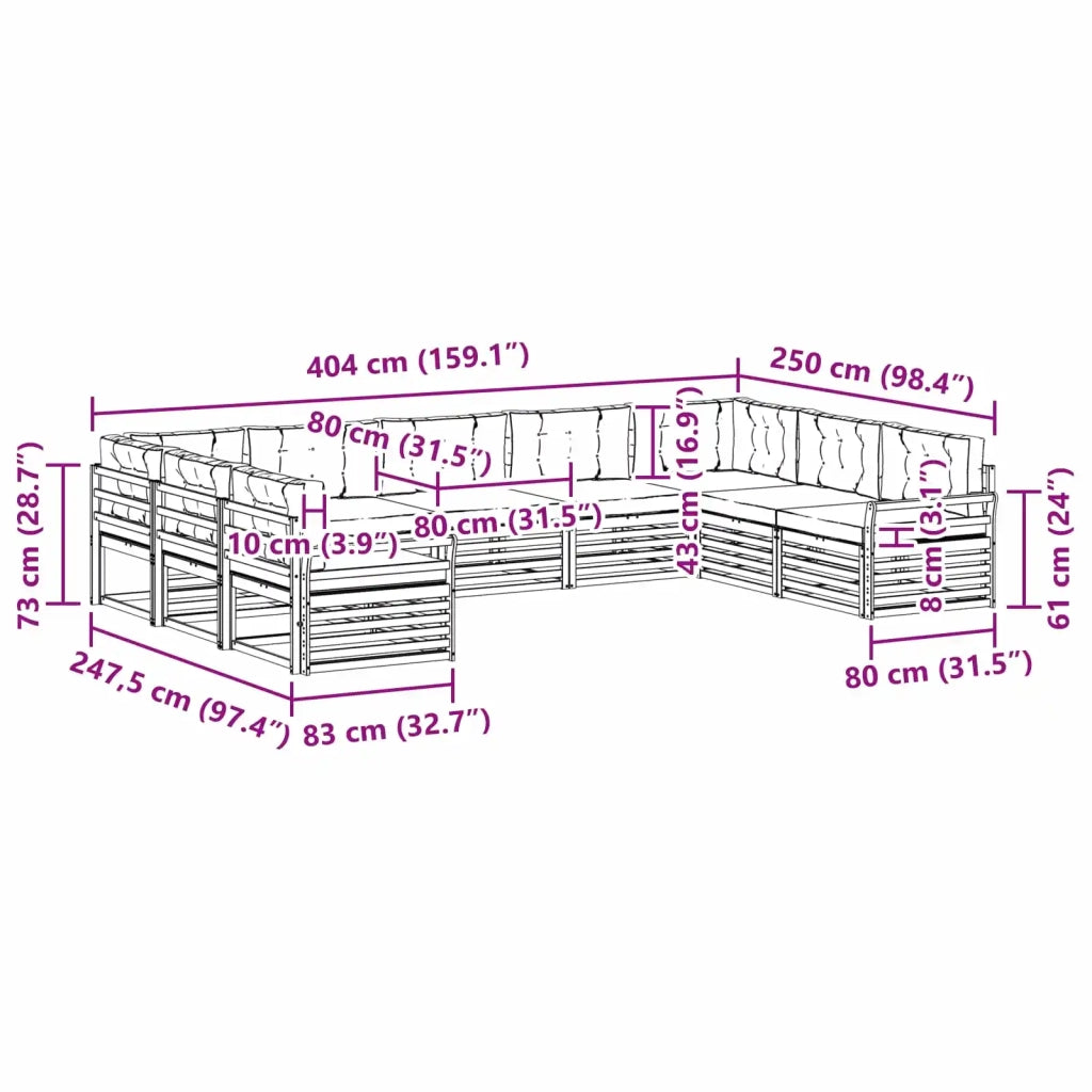 Set di divani da esterno 9 pcs Grigio Naturale e Chiaro 3374131