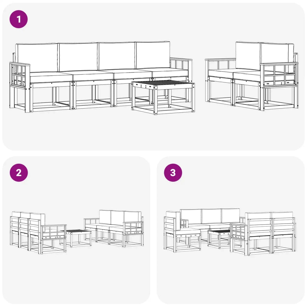 Set di divani da esterno 7 pz Bianco e Beige 3387292