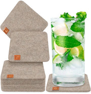 Design vilten sottoporta, rotondi o quadrati, per bicchieri | Sottoporta in Oekotex per bicchieri, 10 sottoporta per bicchieri, candele, tazze, bar, vetro | Decorazione da tavola