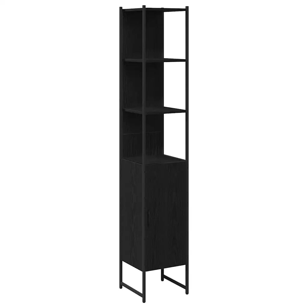 Mobile da Bagno con lo scaffale Rovere nero 33 x 33 x 185,5 cm 862240