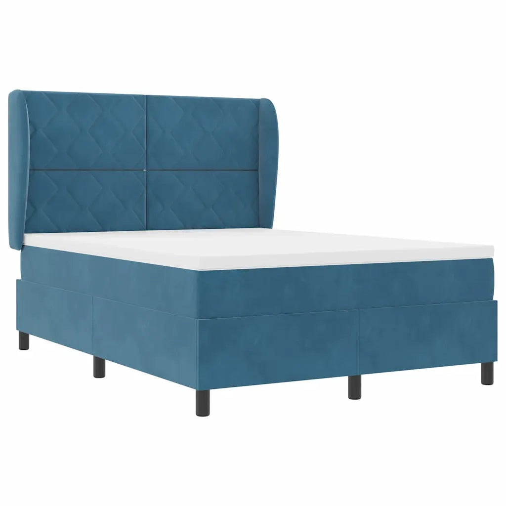 Letto a molle con materasso Blu Scuro 200 x 160 cm Velluto 3340992