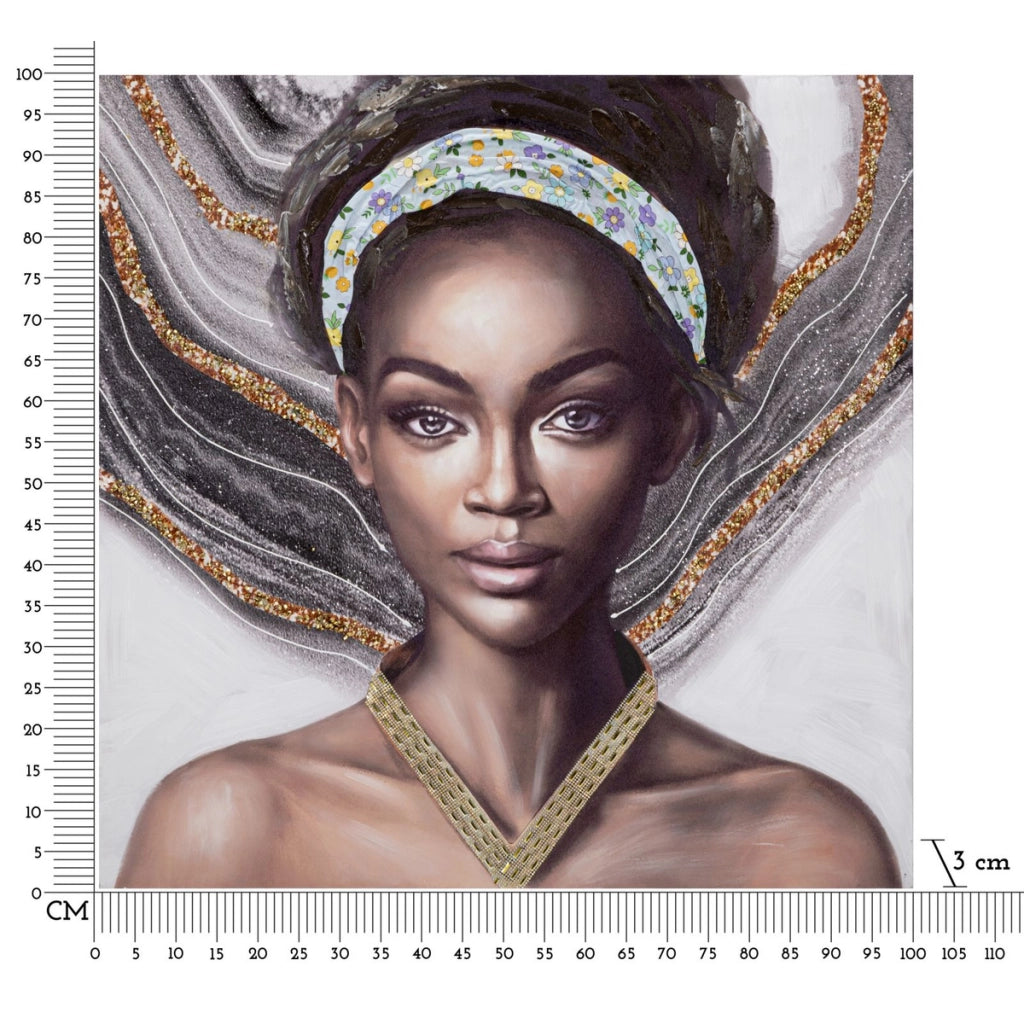 Stampa su Tela Africa 16, Multicolore, Legno, 100x3x100 cm