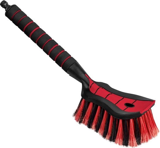 Spazzola per auto, Spazzola con connessione a tubo, Spazzola per auto con connessione a tubo, Setole a contatto ravvicinato, Manico comodo, Lunghezza: 44 cm, Rosso