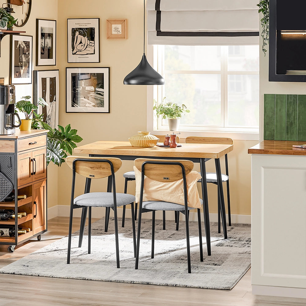 SoBuy Set Tavolo da Pranzo 5 Pezzi con 4 Sedie Comode, Tavolo da Cucina Compatto per Piccoli Spazi, Tavolo con Sedie Ideale per Sala da Cucina, Pranzo, Soggiorno, Balcone e Arredo Esterno OGT52-N