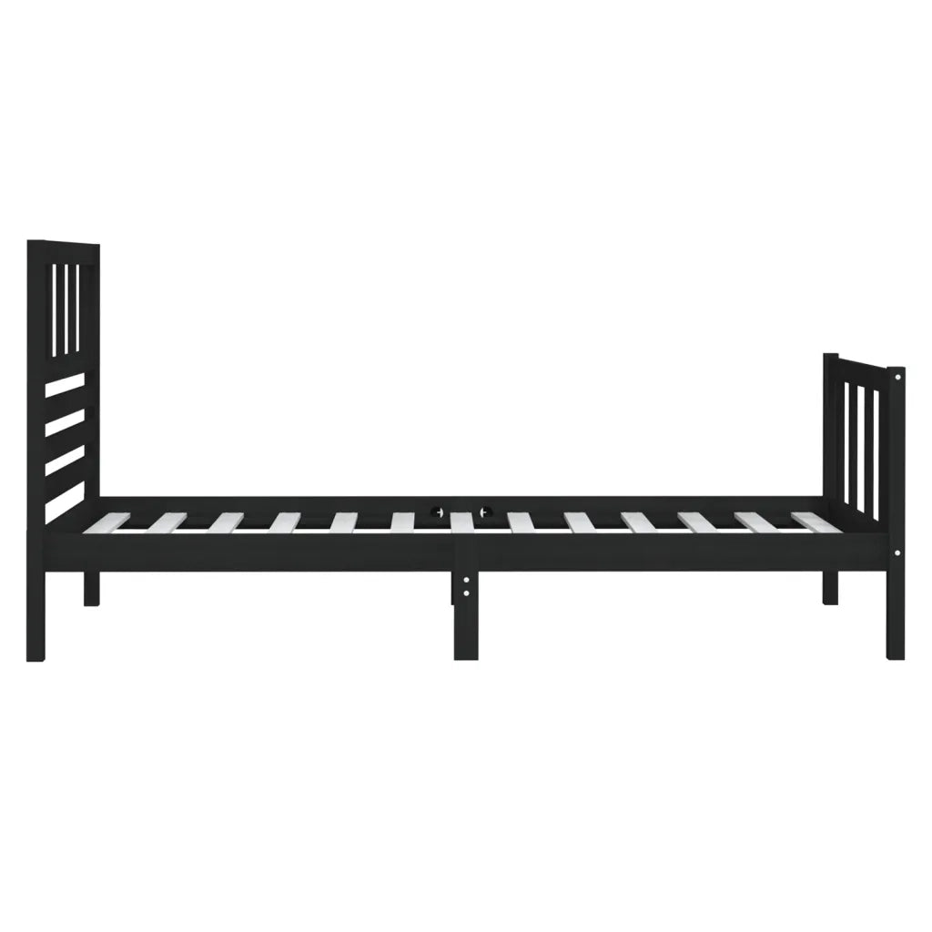 Letto singolo | Letto per adulti | Giroletto Nero 75x190 cm Small Single in Legno Massello