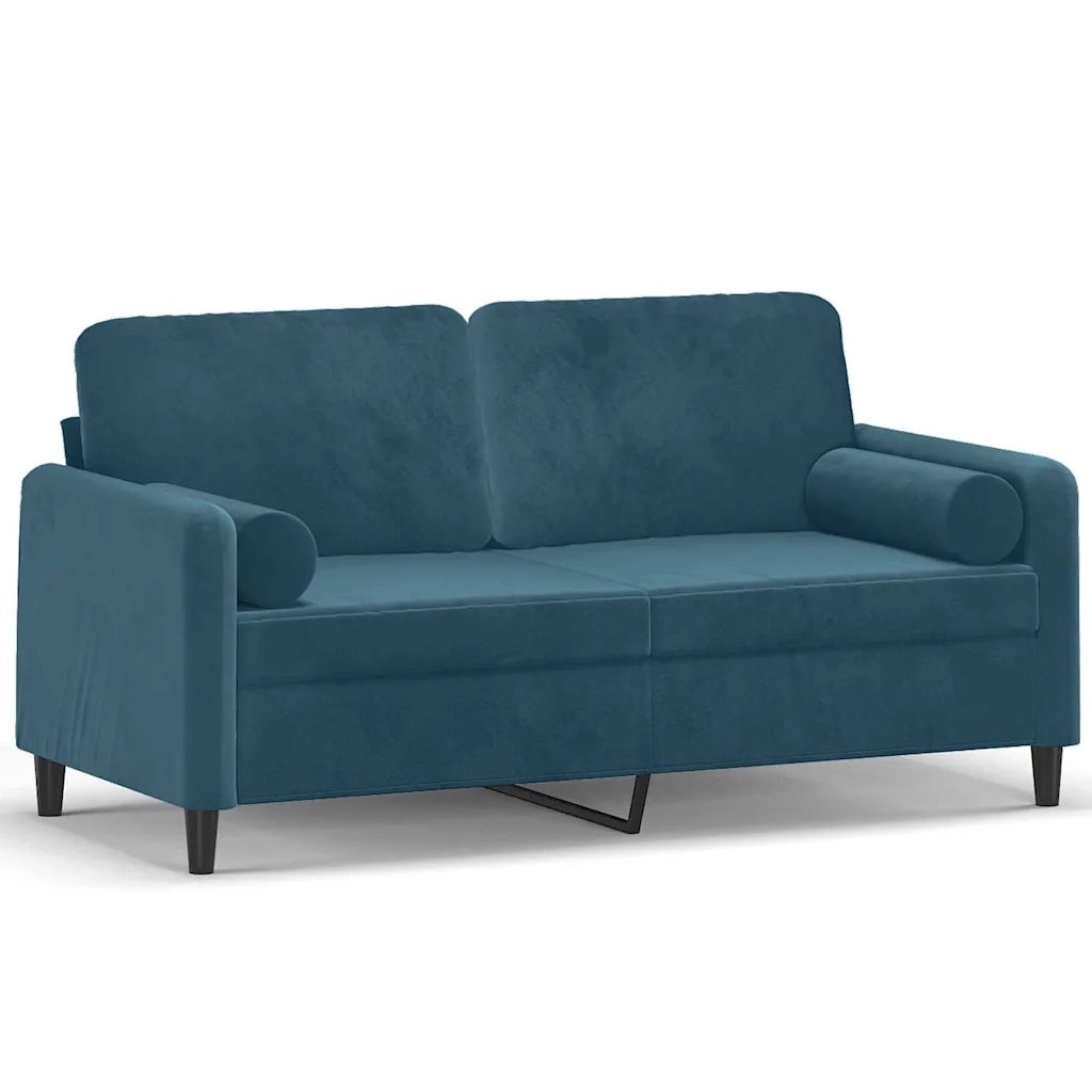 Divano a 2 Posti con Cuscini Blu 140 cm in Vellutocod mxl 95015