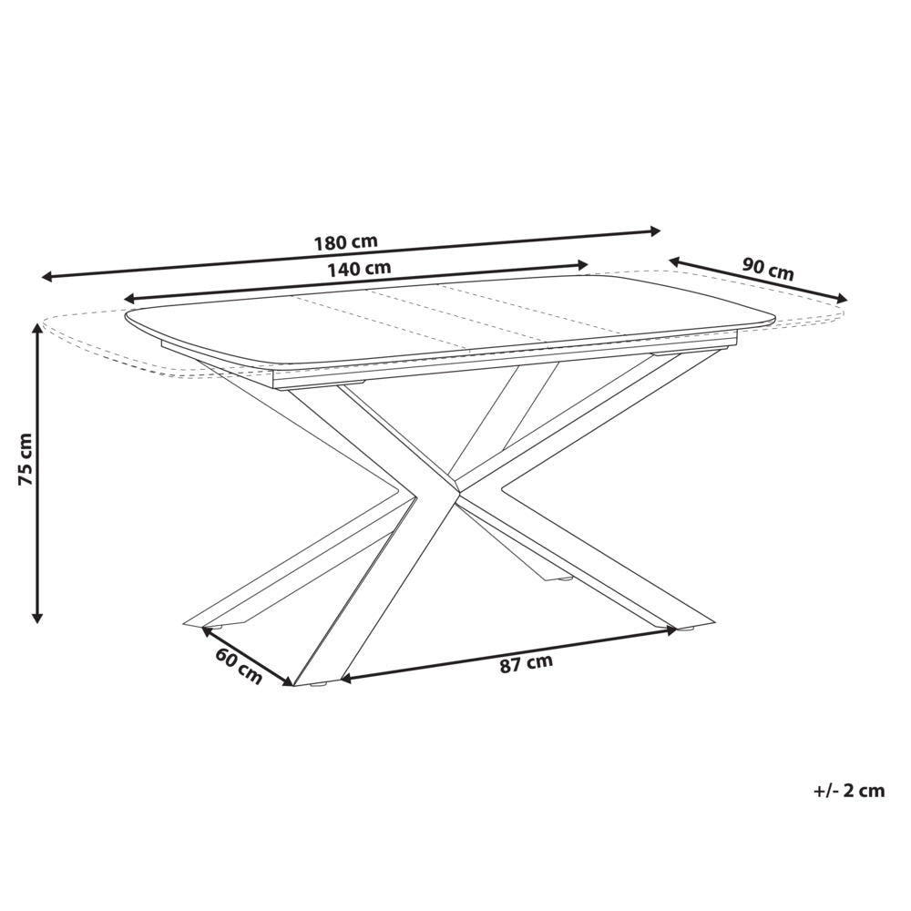 Tavolo da pranzo allungabile Marrone MDF Gambe in metallo 140/180 x 90 cm Meccanismo ad ala di farfalla Rettangolare