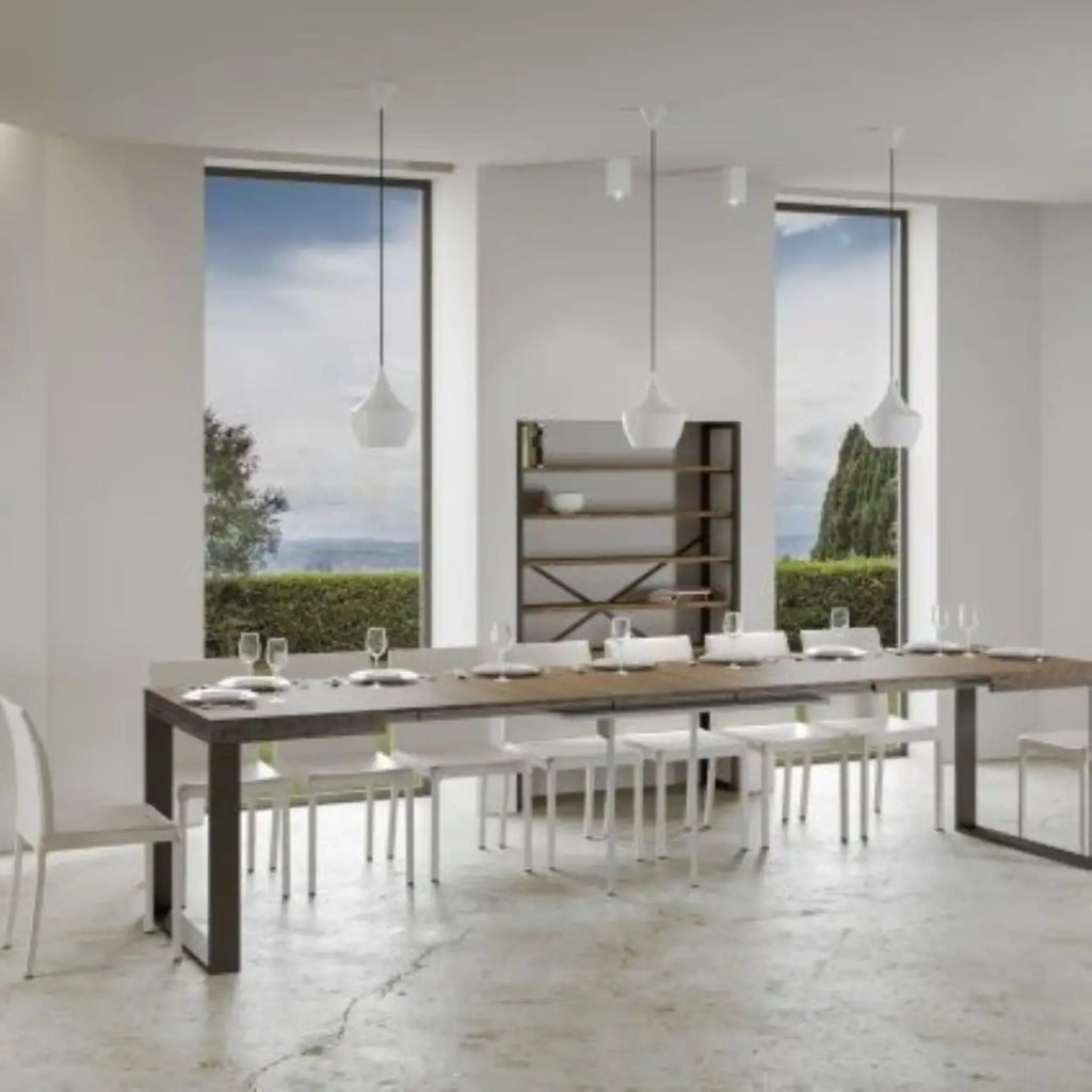 Tavolo allungabile 120/380x90 cm Tecno colore noce gambe antracite