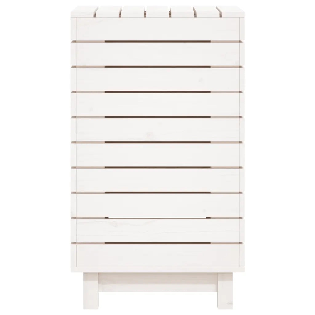 Cesto per Bucato Bianco 44x44x76 cm Legno Massello Pino