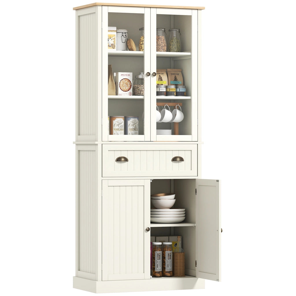 Credenza con Vetrina e Cassetto ¨C Xylo ¨C Crema 76x40x182,5 cm